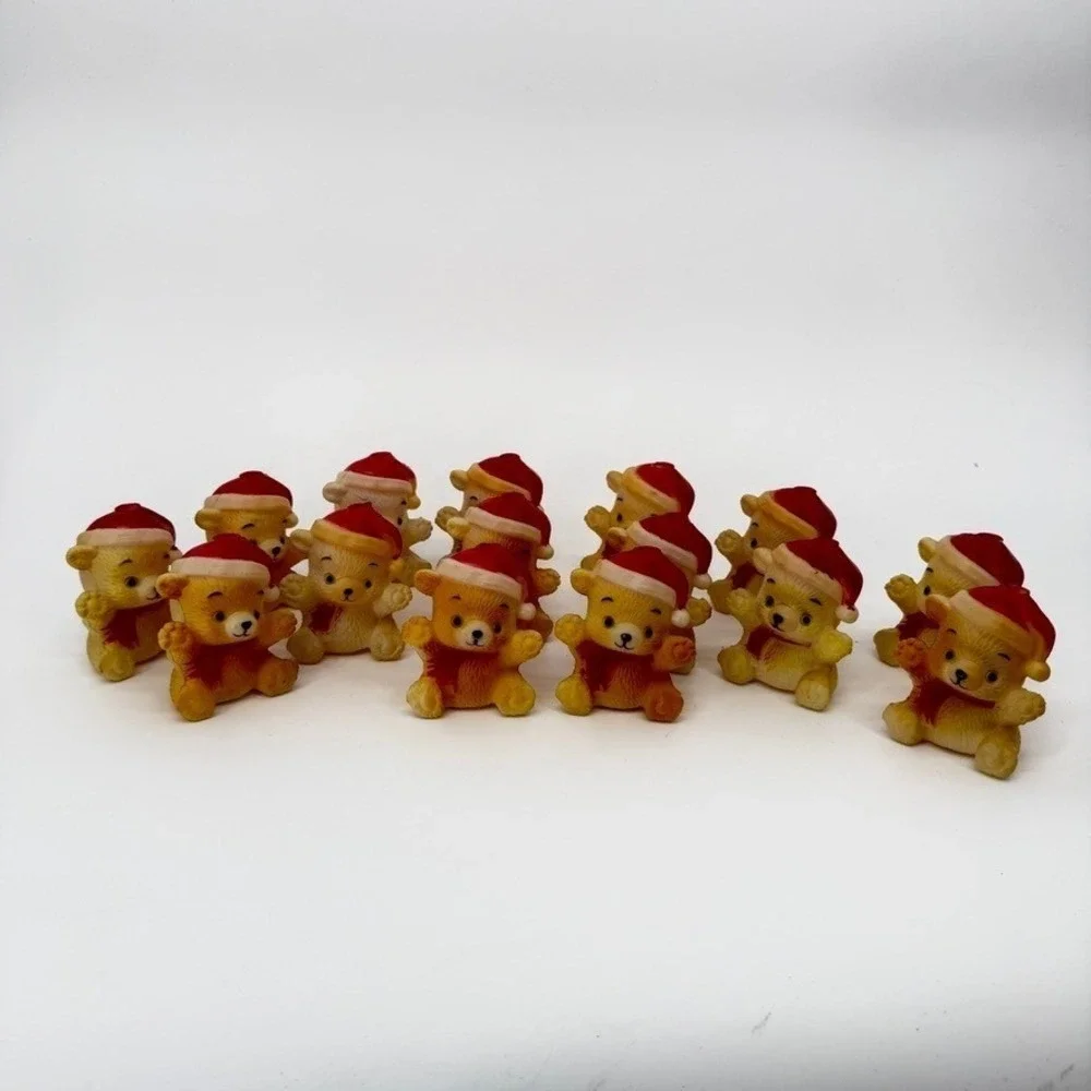 VTG Teddy Bear Christmas Holiday Blow Mold String Light Covers Set of 15